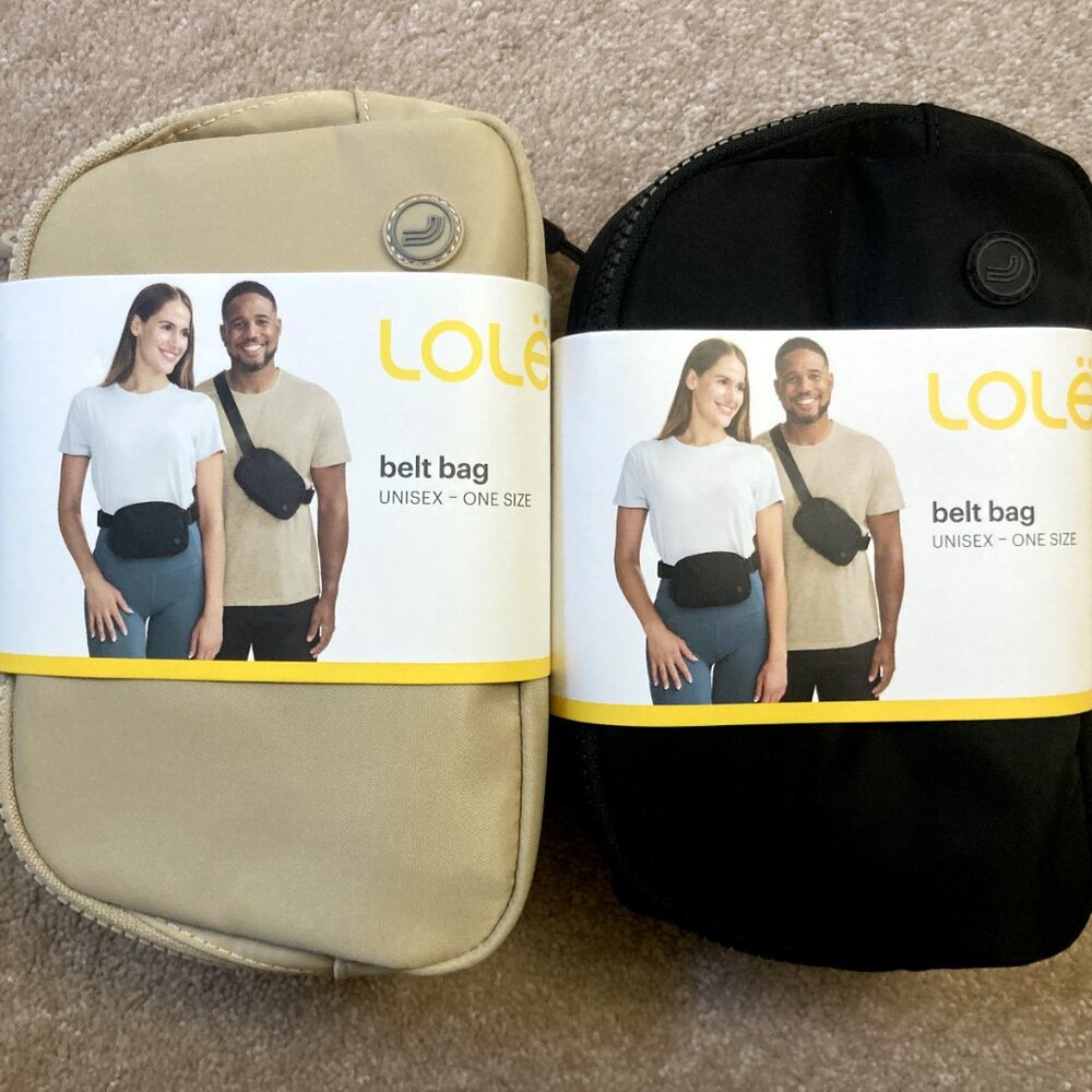 LOLE Unisex One Size Belt Bag, Adjustable Crossbody Waist Bag, Black & Tan